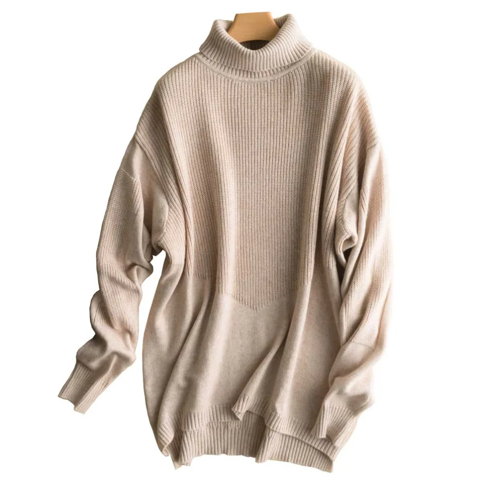 Sweater Women 2018 Runway High Grade Cashmere European Style Notched side Aysmmetrical Length Sweaters Pullover Shirts | Женская одежда
