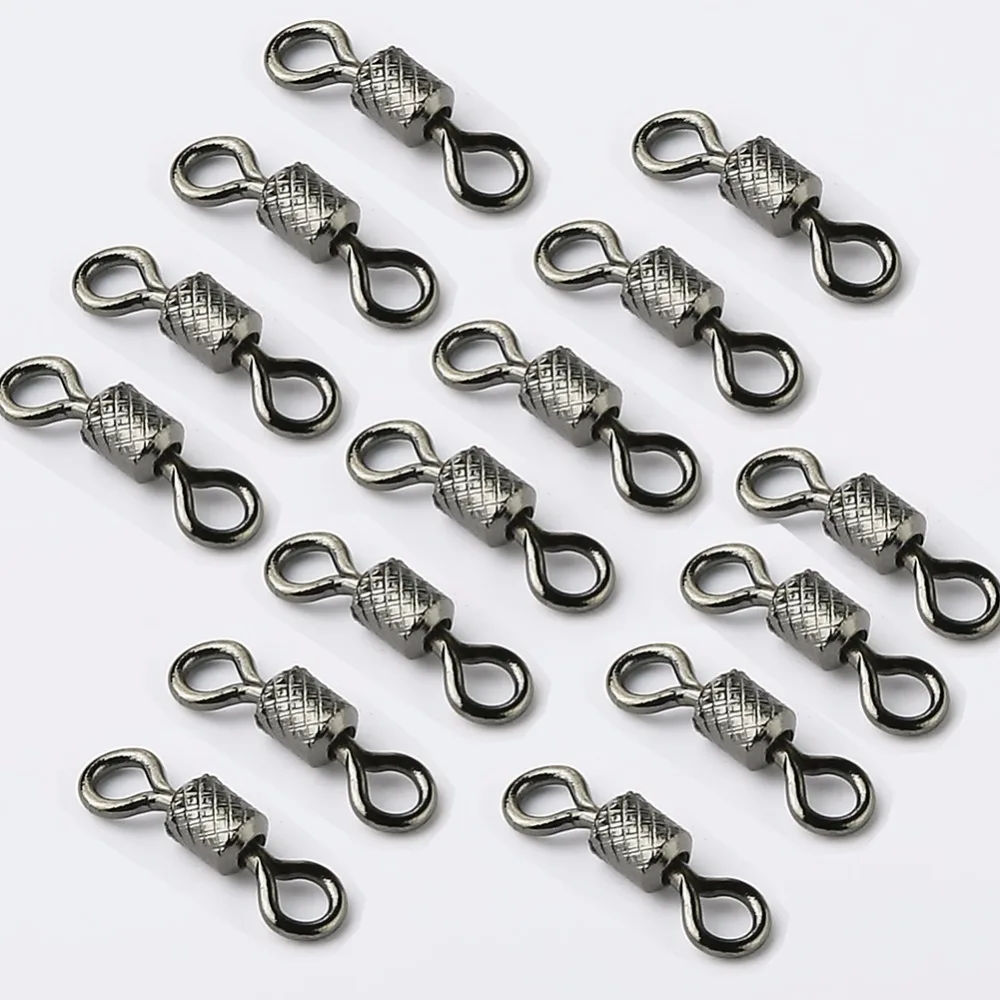 50pcs/box Stainless Steel Fishing Connector Barrel Swivel Rolling Ball Sinker Tool Tackle Goods For Fly Fishing Hook Lure