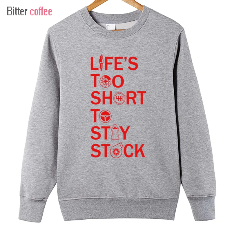 Толстовка мужская с принтом LIFE IS TOO SHORT STAY STOCK смешная зимняя кофта капюшоном