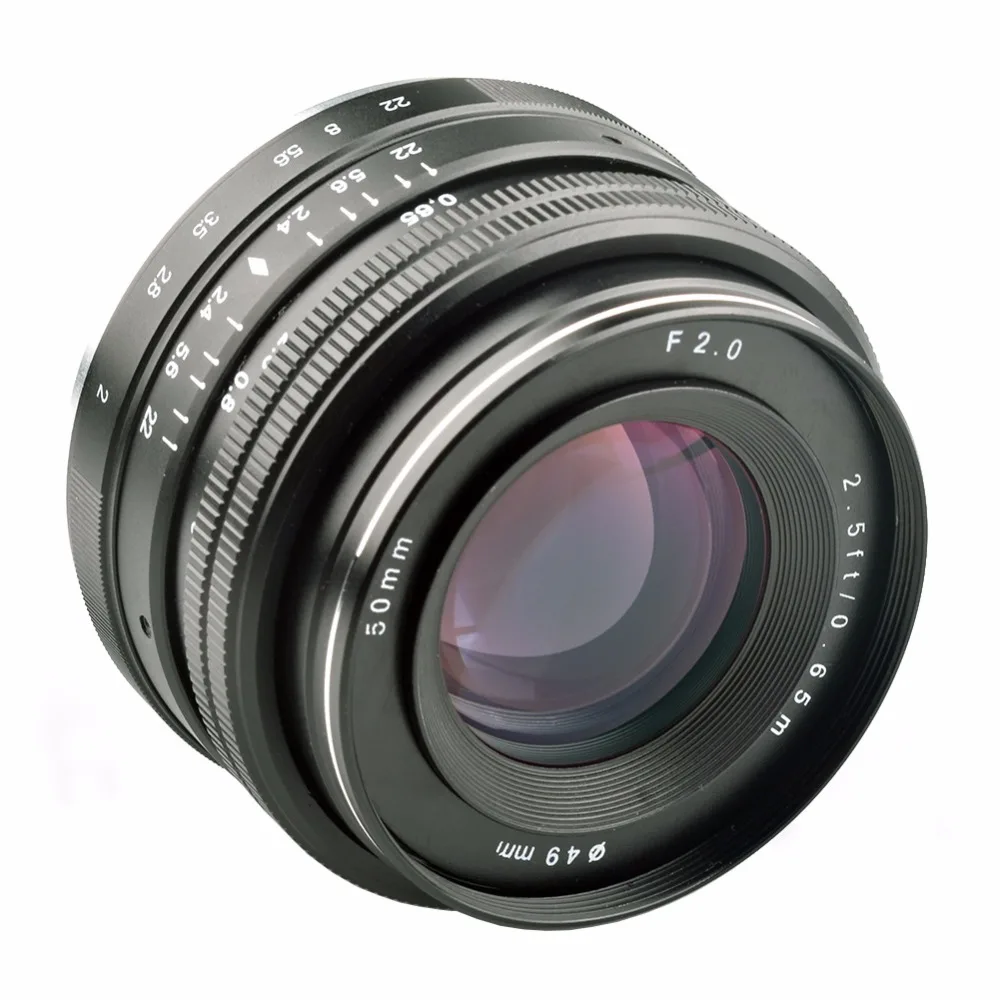 Lightdow 50 мм F2.0-F22 Prime фиксированный ручной фокус объектив для sony E-Mount Cannon Nikon Olympus M4/3 Fujifilm беззеркальных камер
