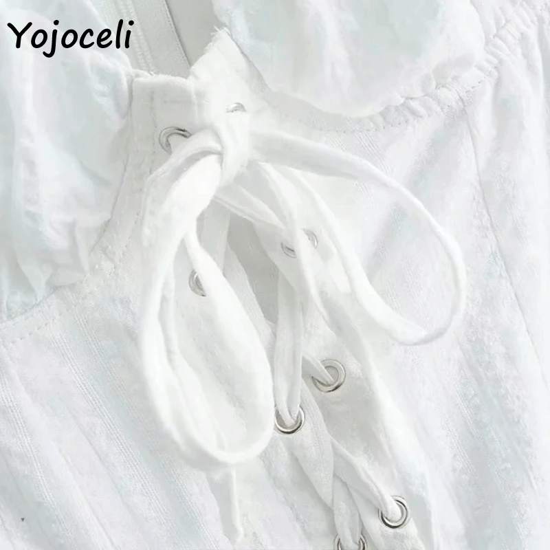Yojoceli сексуальное облегающее мини платье со шнуровкой хлопковое белое 2019 Летнее