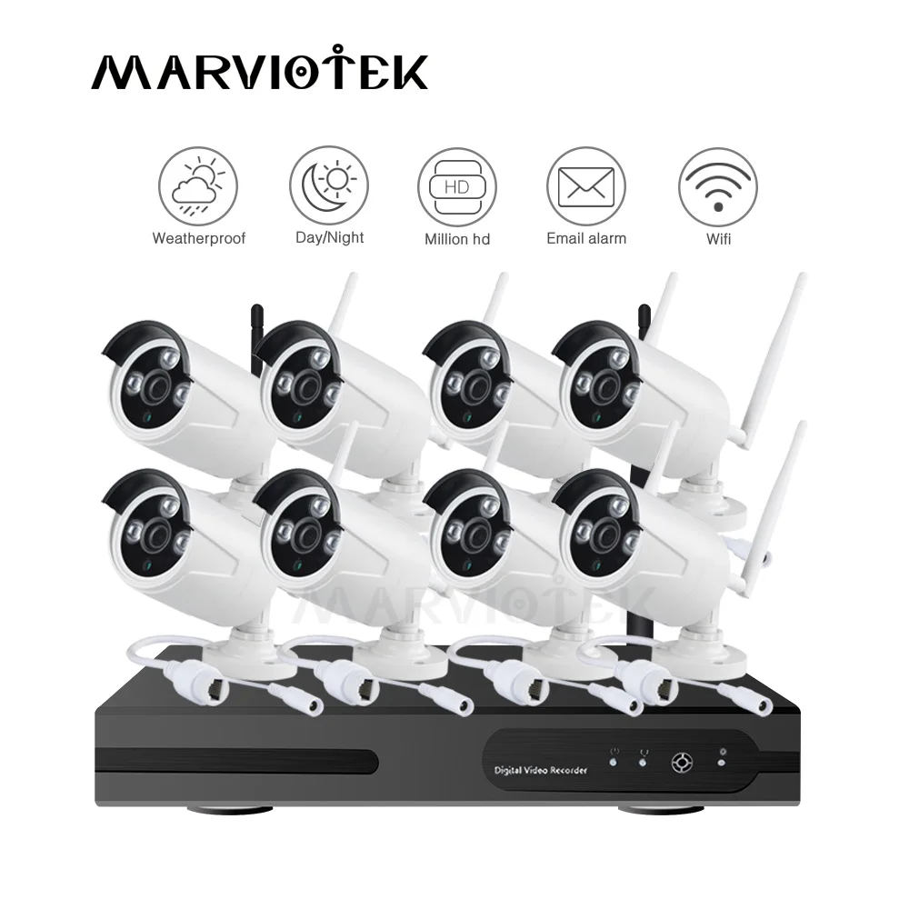 8CH CCTV камера система wifi наблюдения ip nvr комплект Открытый водонепроницаемый