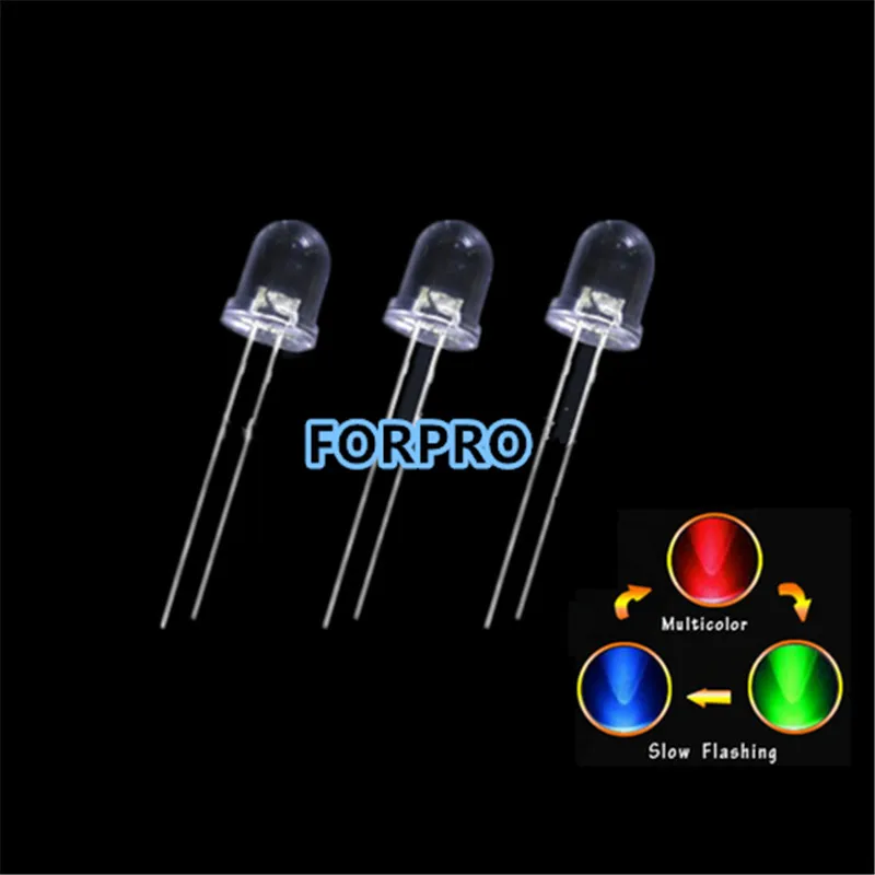 250 шт. светодиодсветодиодный 10 мм круглые RGB 2 контактные медленно мигающие или