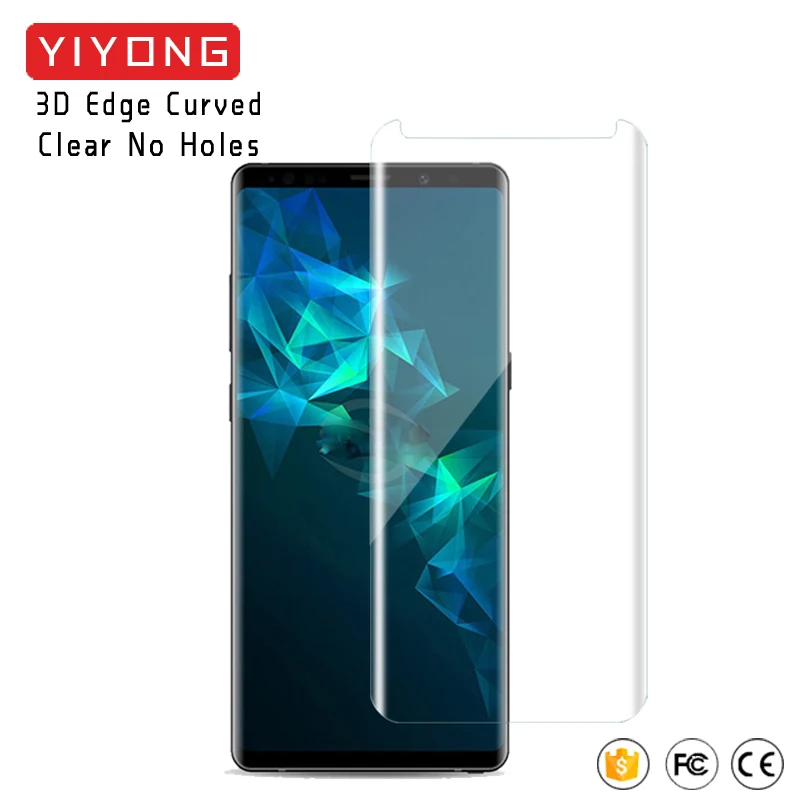 Clear NO Holes YIYONG 3D Edge изогнутое стекло для samsung Galaxy Note 9 8 Закаленное стекло-экран протектор для samsung S9 Plus S 9 Note9 стекло - Цвет: Clear NO Holes