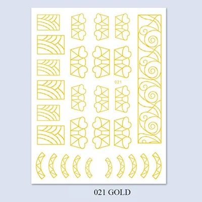21gold 3D Nail Art Sticker Gold Silver Circle Nail Stickers Hollow Geometry Line Adhesive Slider Sticker Star Moon Decals Z0158 - Цвет: 21gold