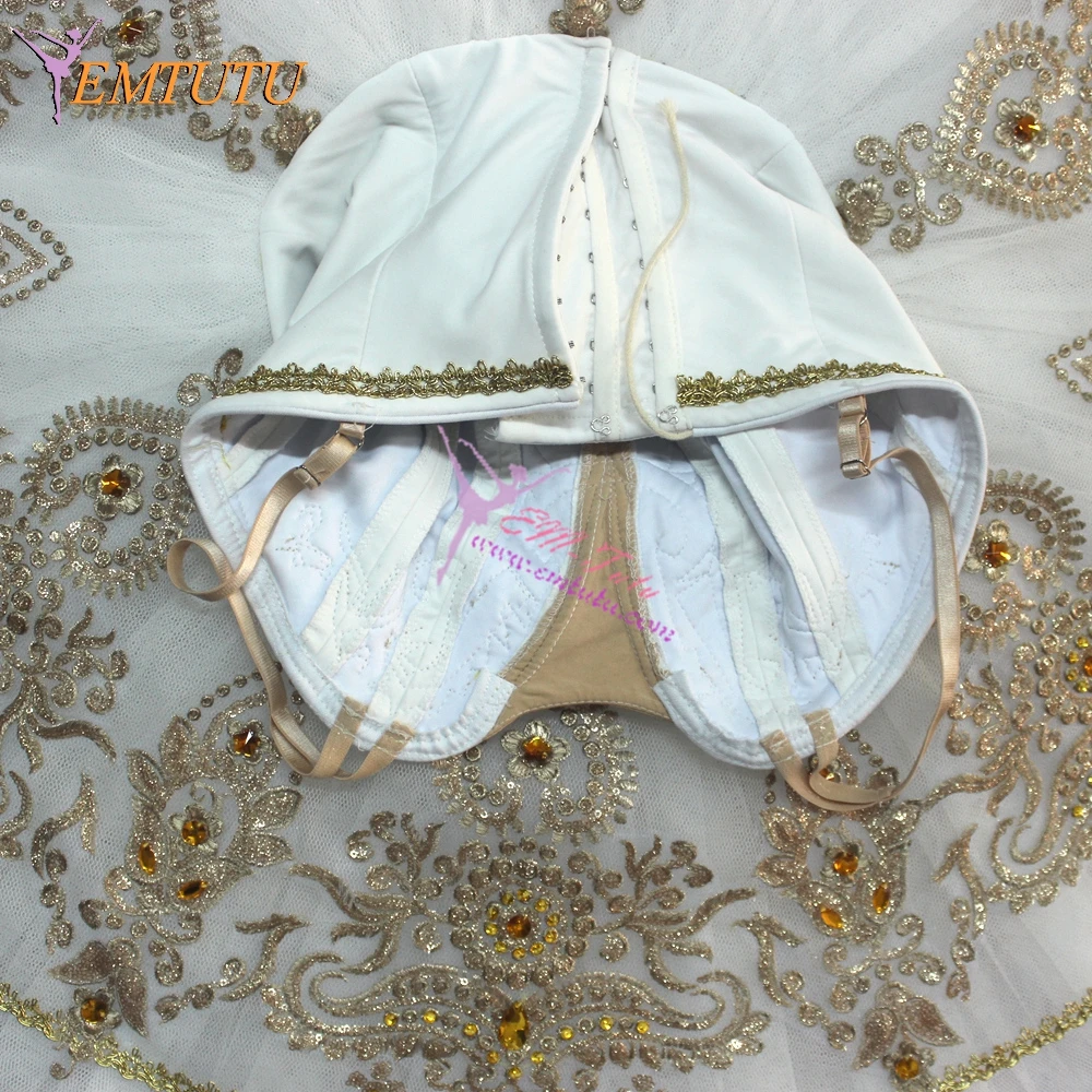 Женская Профессиональная балетная юбка-пачка белая Золотая корсажная юбка для