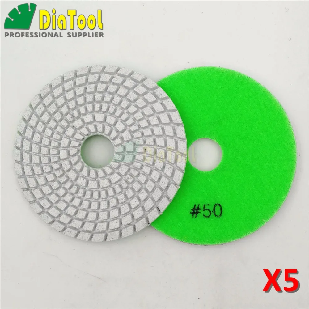 

SHDIATOOL 10pcs Grit 50 Dia 100mm/4" Diamond Flexible Wet Polishing Pad White Bond Stone Sanding Disc Spiral Type Polishing disc