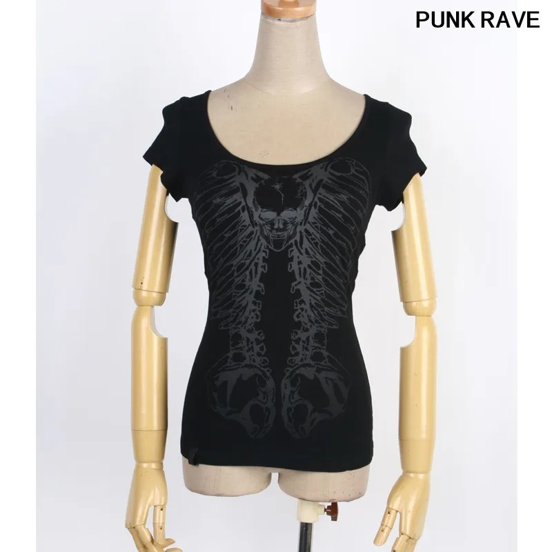 Модная женская летняя черная облегающая футболка Готическая популярная