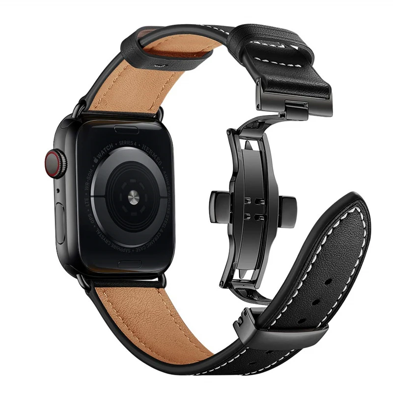 Ремешок из натуральной кожи для Apple Watch 4 Band 40 мм 44 сменный Браслет iWatch 1/2/3 38 42