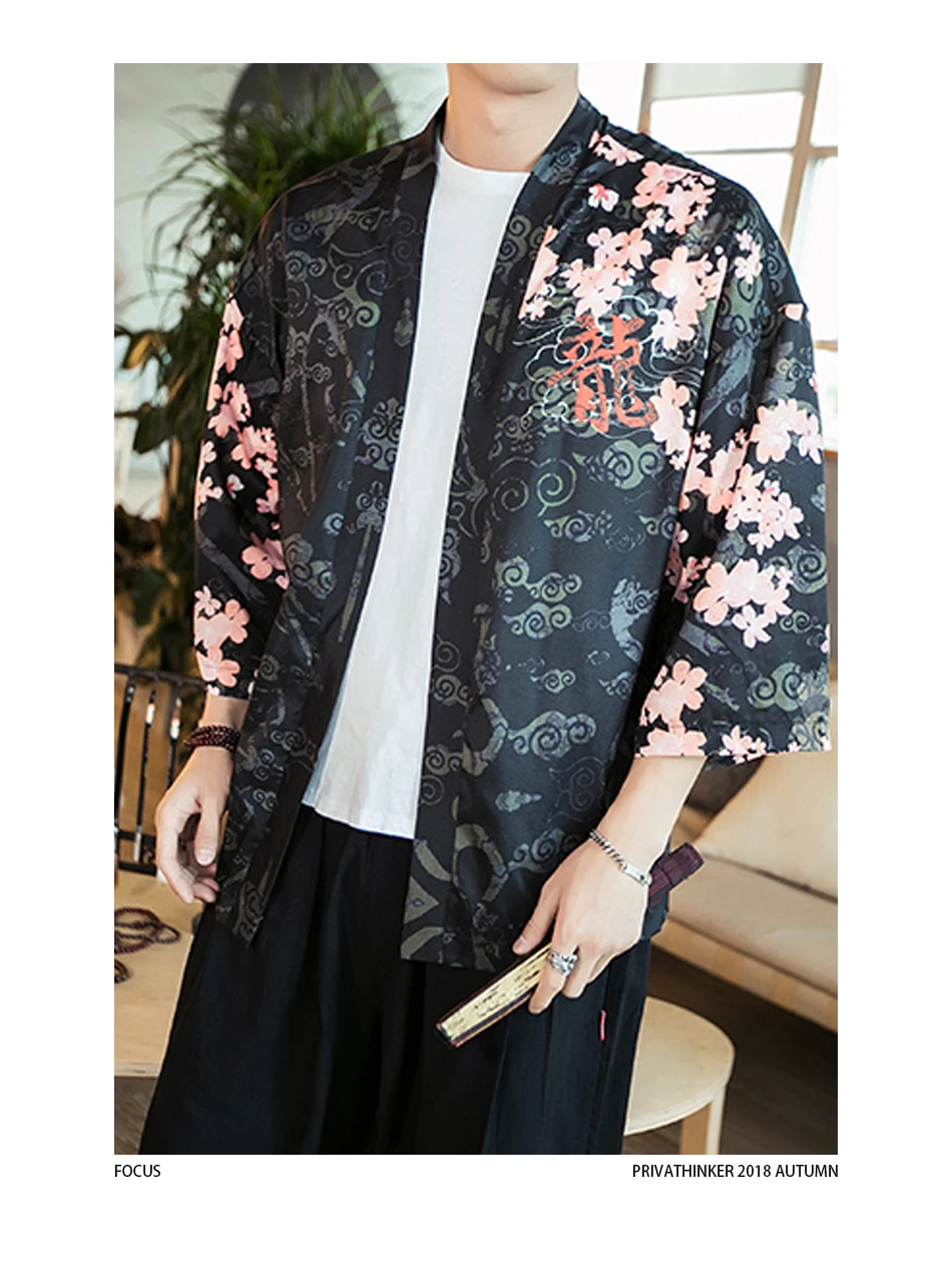 Sinicism Store Men Shirt Jacket Coat Man Summer Dragon Print Kimono Shirts Coat Male Oversized Casual Open Stitch Shirt 5XL