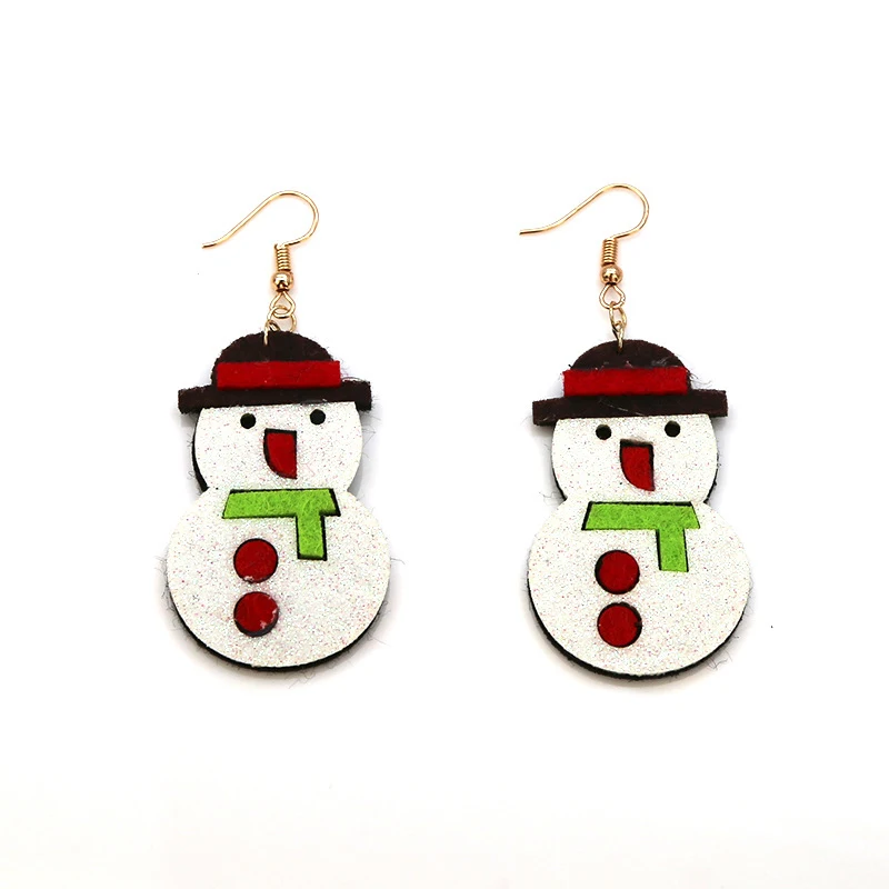 Snowman DoreenBeads нетканые материалы золотистые серьги-подвески цвет светло-золотой Рождественский олень Санта-Клаус Снеговик блеск 7 см(2 6/") длинные 1 пара - Окраска металла: Snowman