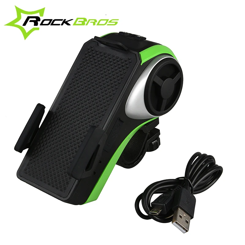 ROCKBROS водонепроницаемый велосипедный держатель для телефона Bluetooth аудио mp3-плеер динамик 4400 мАч Внешний аккумулятор+ велосипедный звонок+ велосипедный светильник