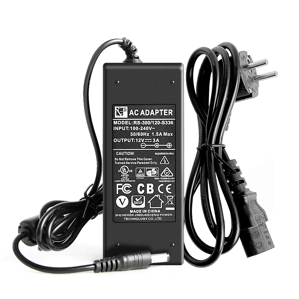 100 V-240 V к DC 12 V 3A импульсный источник питания адаптер работает для CCTV безопасности мини-ptz-камера