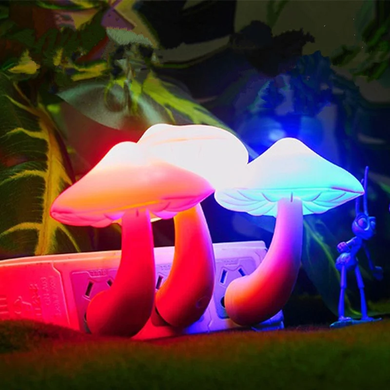 Lovely Cute Mushroom lamp Wall Socket light control interior night for Living Room Baby bedRoom Decor indoor lighting | Лампы и