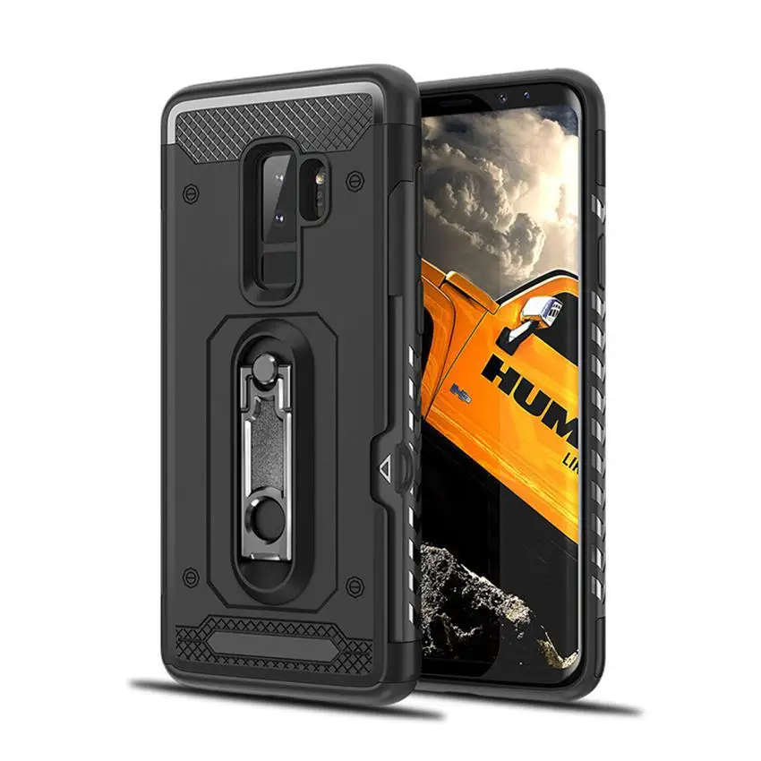Защитный чехол VRSDES для samsung Galaxy Note 9, 8, S9, S8 Plus, слот для карт, подставка для samsung A6, A8, A7, A9, J4, J6 Plus - Цвет: Black