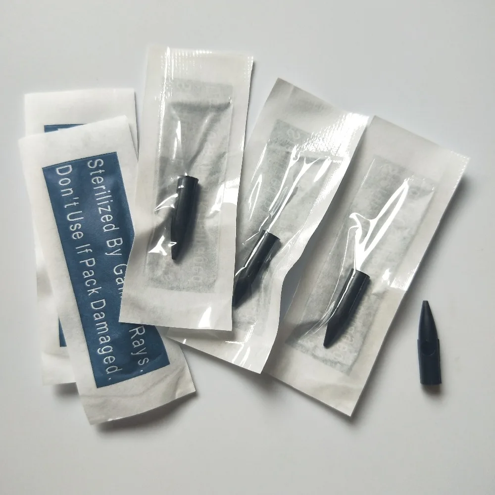 Наконечники для татуировки 1R черные с иглами (50 штук) для постоянного макияжа на машине Dragon/Mosaic/Merlin Biotouch.