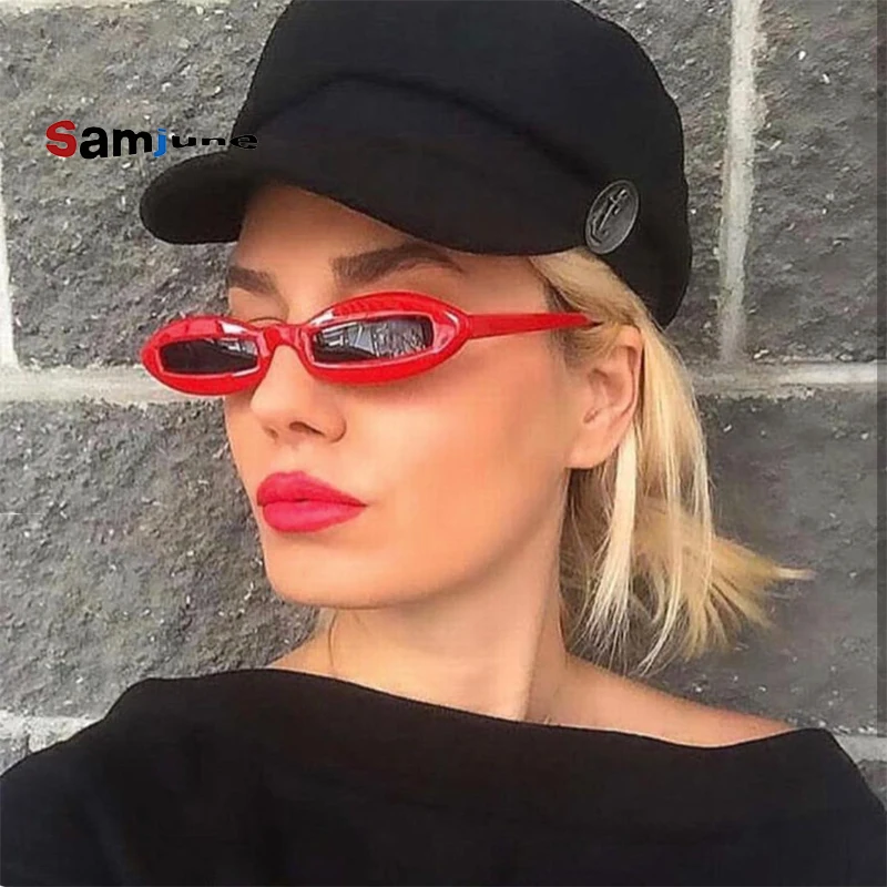 

Samjune 2018 Модные женские крутые Овальные Солнцезащитные очки винтажные Популярные уличные брендовые дизайнерские солнцезащитные очки Oculos De ...