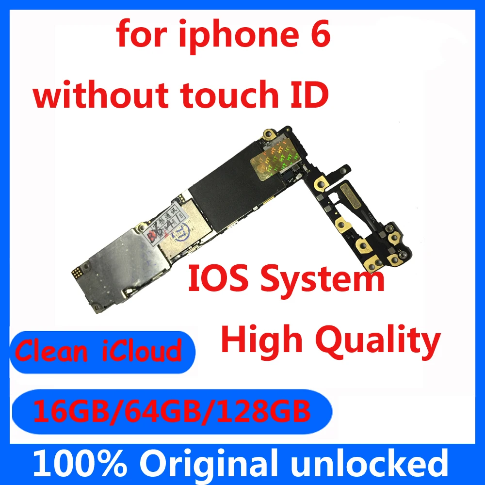 

16gb 64gb 128gb for iphone 6 with full chips motherboard with / No touch ID Original unlocked mainboard clean icloud logic board