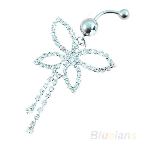 Стальные Стразы Бабочка пупка Кольцо пирсинг ювелирные изделия 008R|body piercing