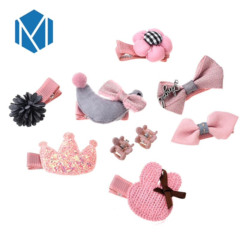 9pcs NewBaby Girls Bow Hair Clips Set Gift Headwear Safety Crown Barrettes Flower Kids Accessories barrette cheveux fille | Аксессуары