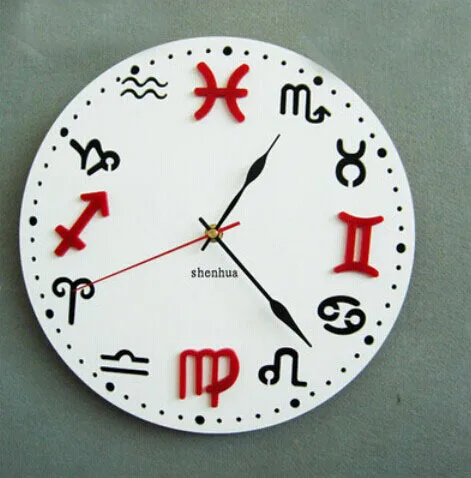 022881 12 zodiac signs figure art creative home fashion mute decorative wall clock free shipping | Дом и сад