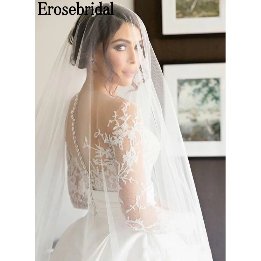 Erosebridal Пятнистое бальное платье свадебное 2018 с длинным рукавом элегантный