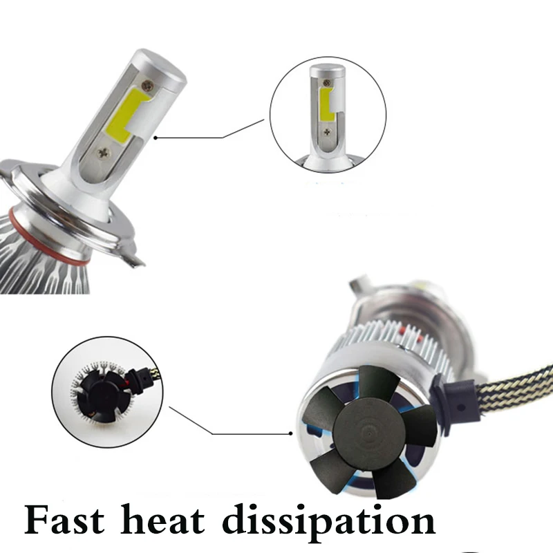 Супер яркий H4 Lampadina 72 W Fari Auto Ha Condotto La Lampada Con Ventilatore 6500K Bianco 12V автомобильный AJ |