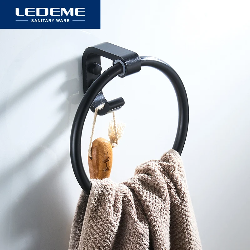 Кольца для полотенец LEDEME держатель черного цвета из лакированного алюминия