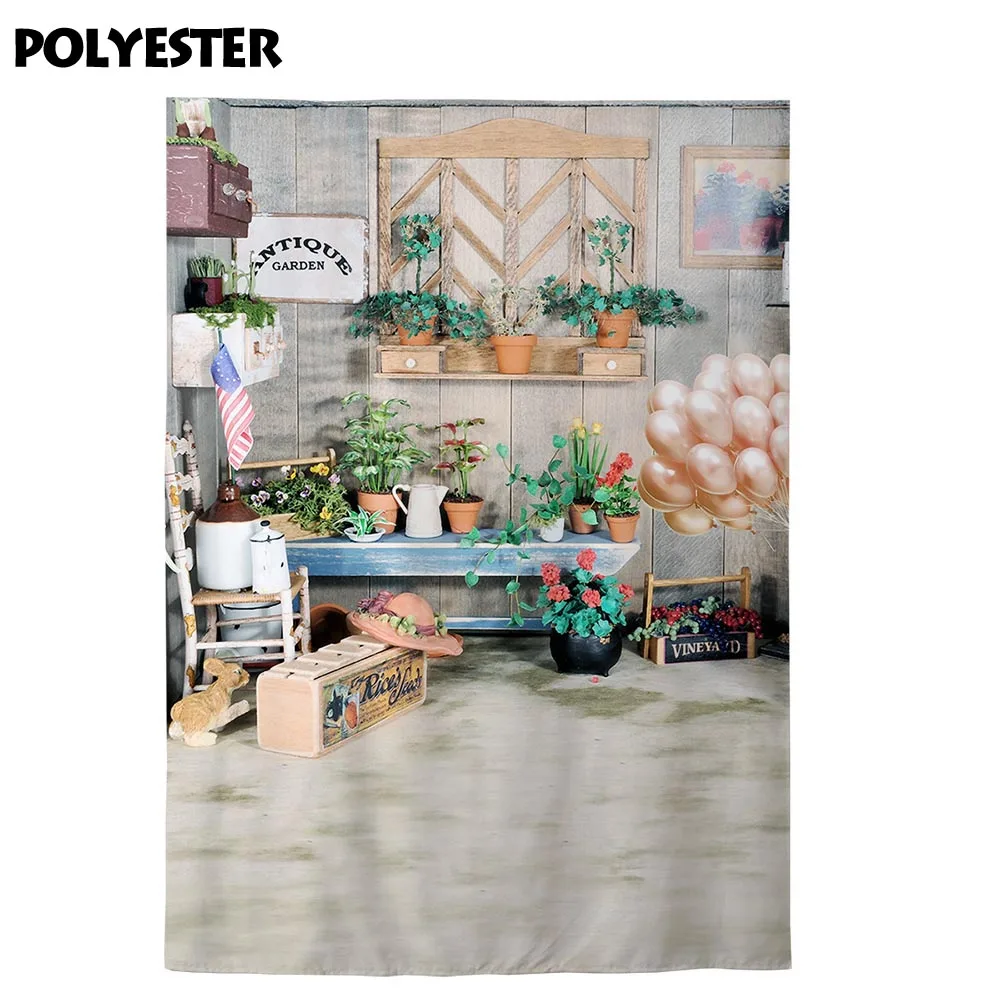 Фон для фотосъемки Allenjoy Весна садовая Цветочная полка воздушный шар Пасхальный