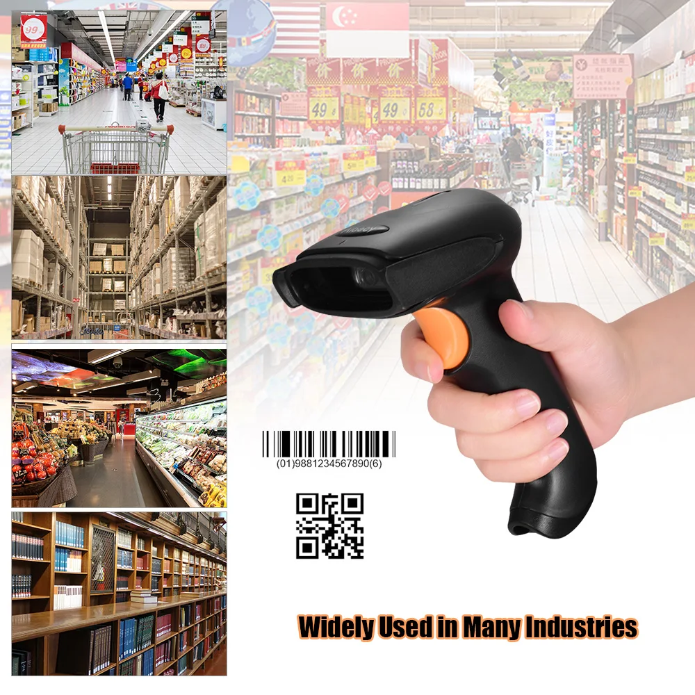 Беспроводной ручной сканер штрих кода Aibecy USB 2 4G 1D 2D QR считыватель кодов CMOS