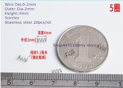 20 шт./лот 0 2*2*4 мм компрессионные пружины из нержавеющей стали DIY Миниатюрные