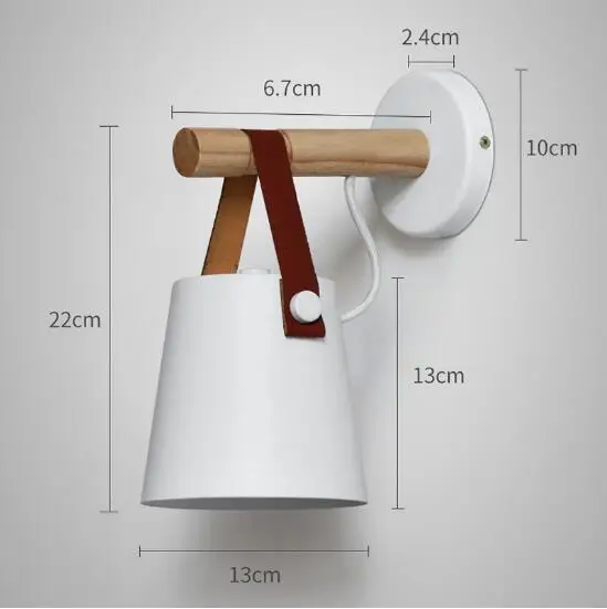 

LED Wall Light Wood Wall Lamp Bed Bedside Light Night Lights Modern Nordic Lampshade Home Decor White & Black Belt E27 85-265V