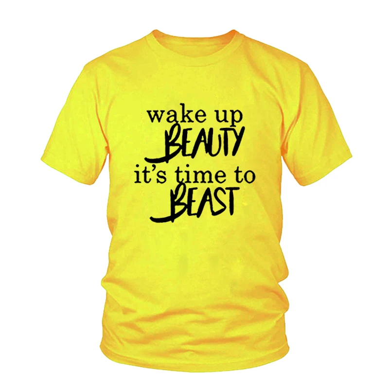 Summer Wake Up Beauty It's Time To Beast T-Shirt Fashion Clothes Women's T Shirt Funny Graphic Tops Tees Femme Tshirt | Женская