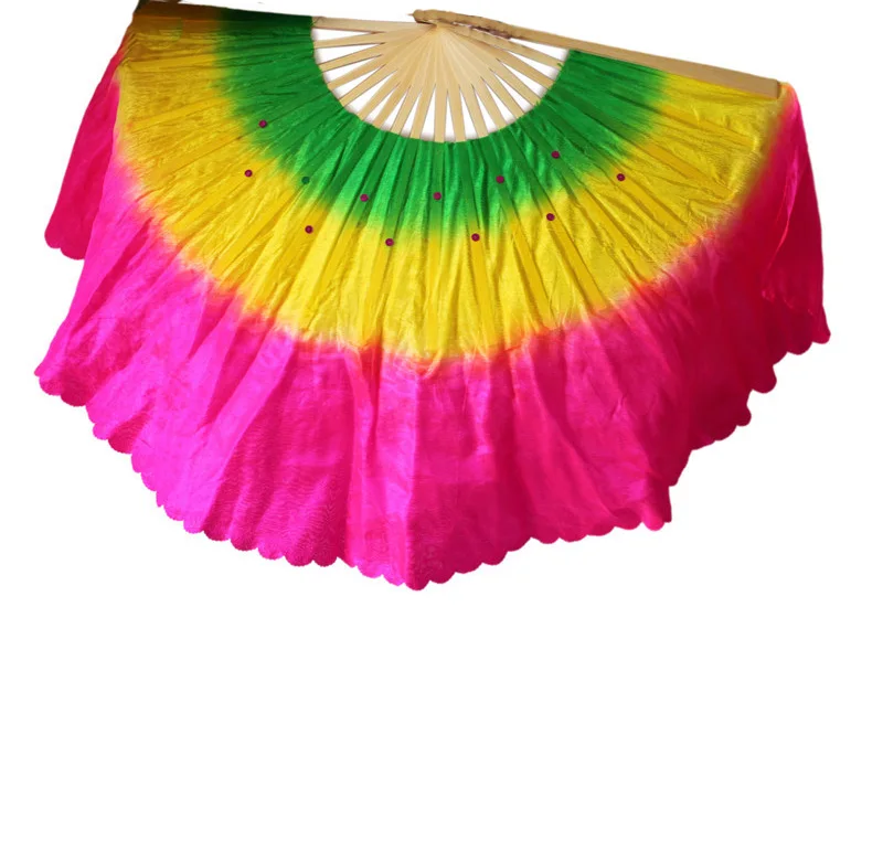 Красивые вентиляторы для танца живота дам 100% Шелковая вуаль 4 цвета веер женщин