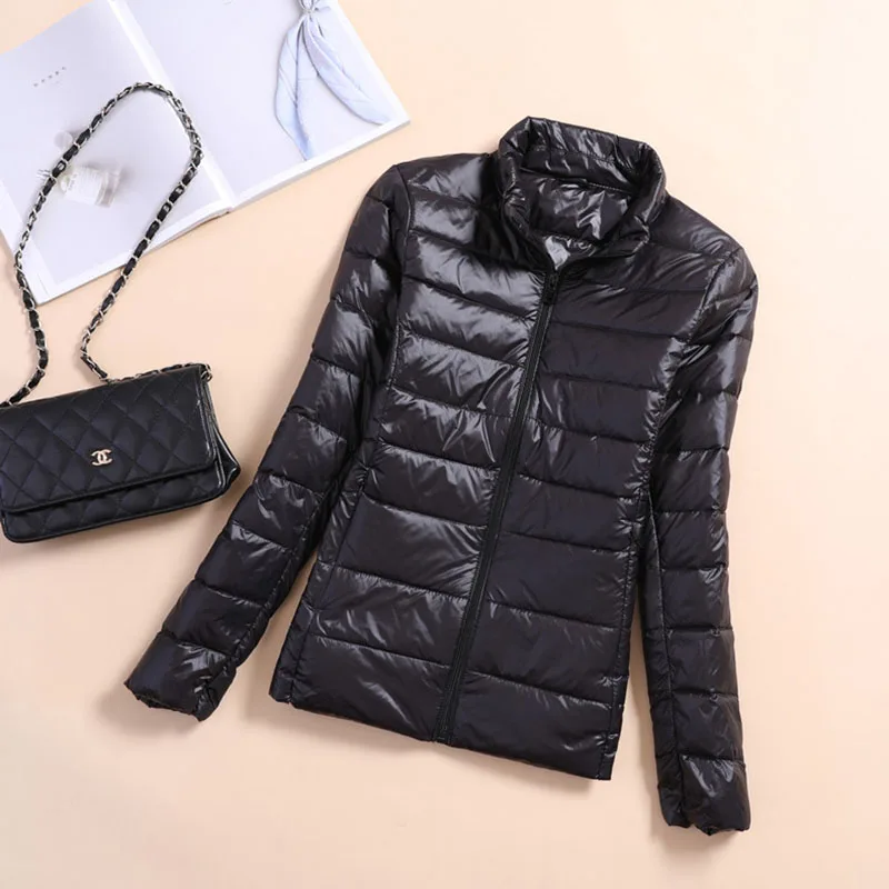 Куртка женская осенне-зимняя легкая ультратонкая Модная приталенная пальто