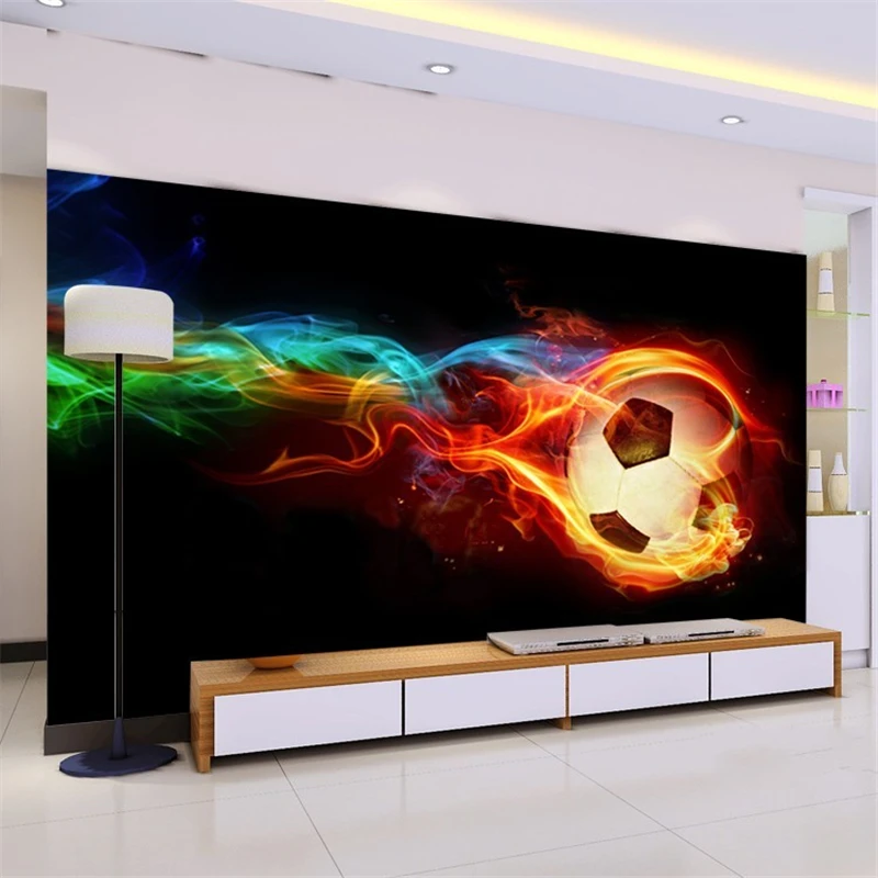 

beibehang Custom fresco wallpaper soccer big shock 3d stereo custom cool football papel de parede para quarto