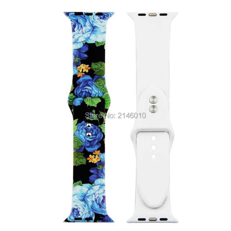 Сменный спортивный ремешок для Apple Watch Band 5, 4, 44 мм, 40 мм, силиконовый браслет с цветочным принтом для iWatch Series 3, 2, 1, 42 мм, 38 мм