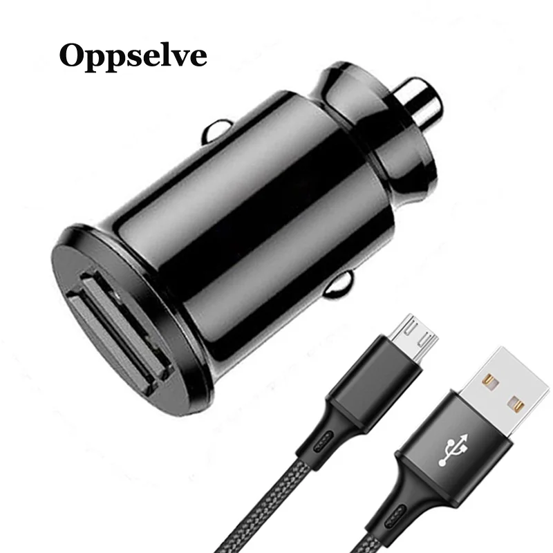 Автомобильное зарядное устройство Mini Dual USB Автомобильное зарядное устройство USB зарядное устройство для телефона 2 порта быстрое автомобильное зарядное устройство для iPhone X 8 7 samsung 1 м Micro USB кабель