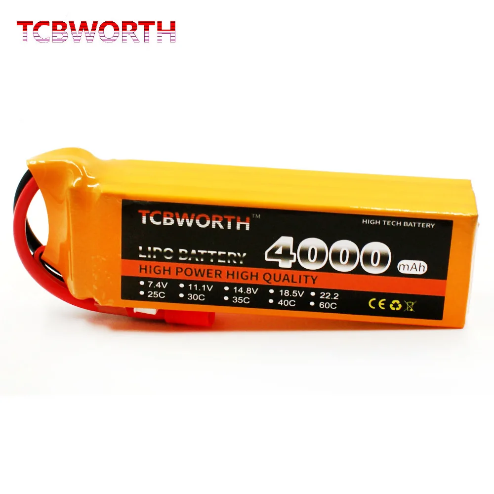 TCBWORTH RC самолет LiPo Батарея 4S 14 8 V 4000 мА/ч 30C для вертолет Квадрокоптер автомобильным