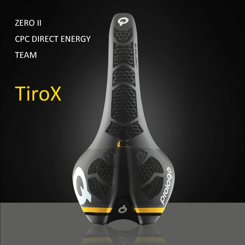 Black-Yellow TiroX Профессиональный prologo ZERO II CPC карбоновое седло для велосипеда, шоссейное велосипедное седло для мужчин, сверхлегкое, 220 г, TiroX Nack, Велосипедное Сиденье, команда - Цвет: Black-Yellow TiroX