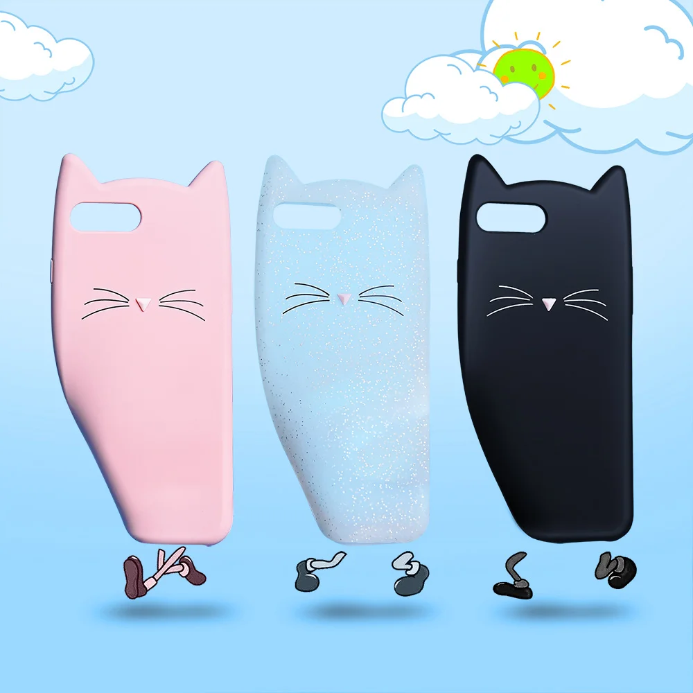 Tomkas Cat Beard Cases For iPhone 7 Case Cartoon Silicone Soft TPU Plain Anti knock Cover 6s 8 Plus X Funda |