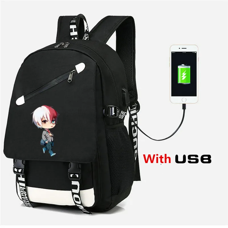 My Hero Academy аниме рюкзак с USB портом сумка через плечо дорожная школьная сумка USB мода подростков Повседневная сумка для ноутбука