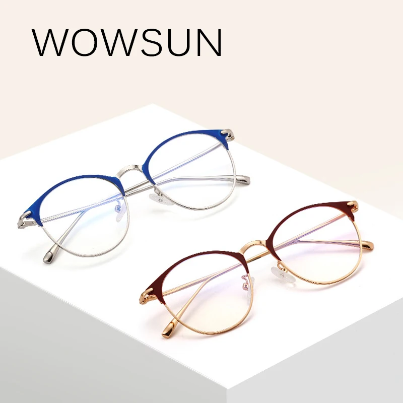 WOWSUN Ретро Металлические овальные элегантные очки для чтения ультралегкие брови