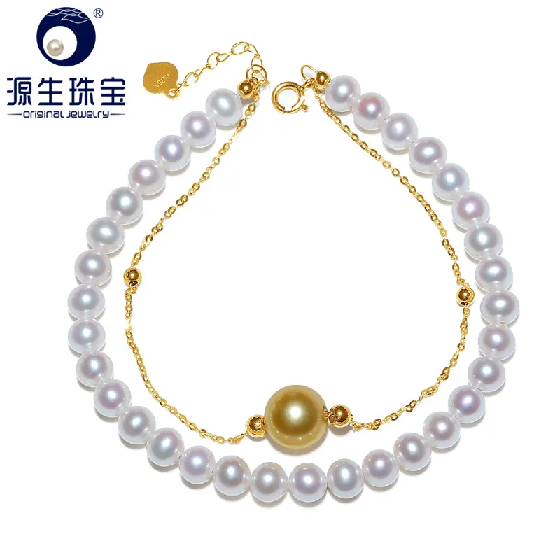 YS Real 18K Gold Au750 Bracelet 4-8mm Natural Akoya Pearl &amp Freshwater Fine Jewelry For Bridal | Украшения и аксессуары
