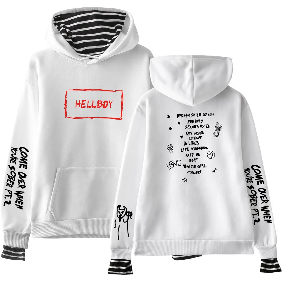 Свитшоты Lil Peep поддельные две части толстовки Осенние мужские/женские свитшоты на заказ Harajuku подходящие толстовки для пар