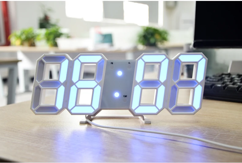 3D USB цифровой светодиодный Будильник 12 H/24 H дисплей Повтор часы светодиодный настенные часы настольные часы украшение дома ночной Светильник