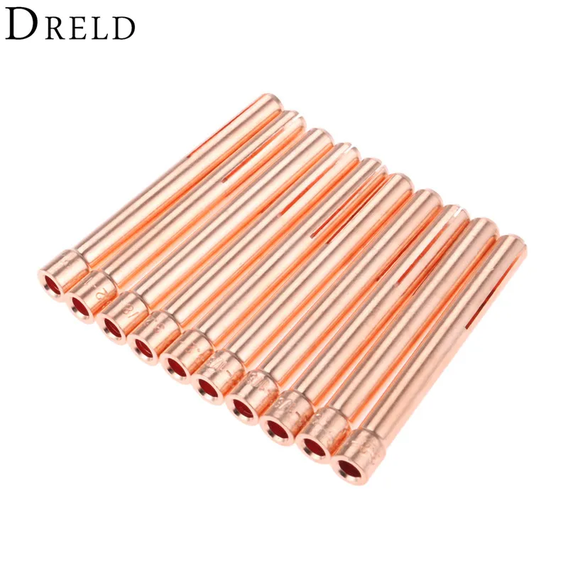 DRELD 10 шт. 1/" 3,2 мм 10N25 TIG цанговые наконечники для SR PTA DB WP 17 18 26 TIG сварочный фонарь 10PK плазменной резки расходные материалы