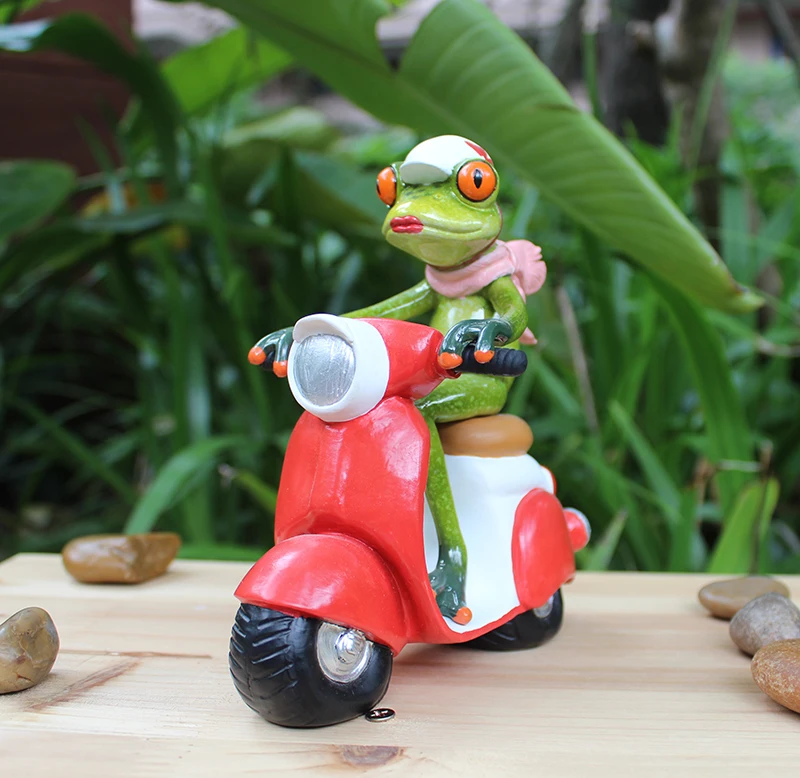 Смола креативный 3D езда на мотоцикле лягушка фигурка модель спальня гостиная