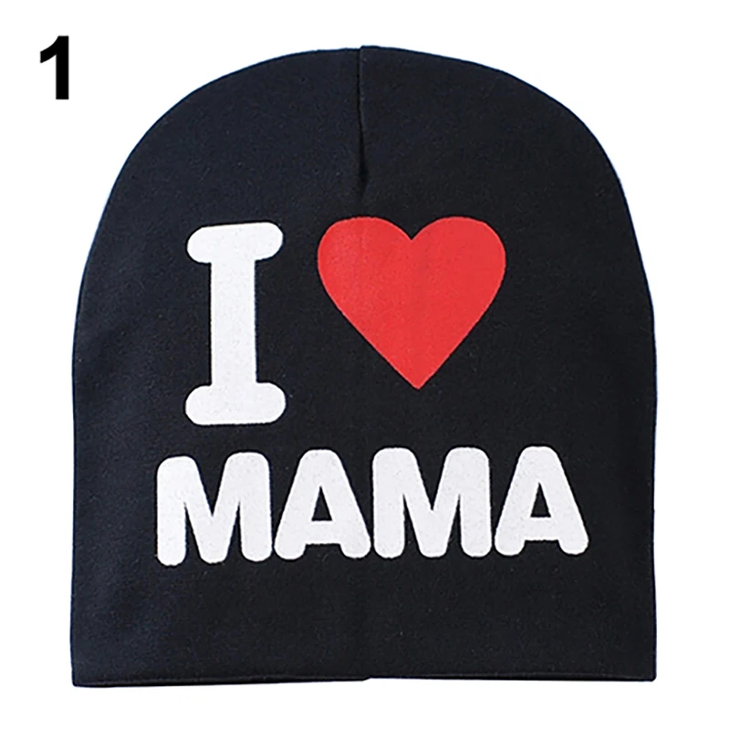 Мягкая теплая вязаная шляпа с принтом I Love Papa Mama хлопковые шапки для мальчиков и