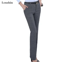 lenshin plus size formal adjustable pants for women office lady style work wear straight belt loop trousers business design